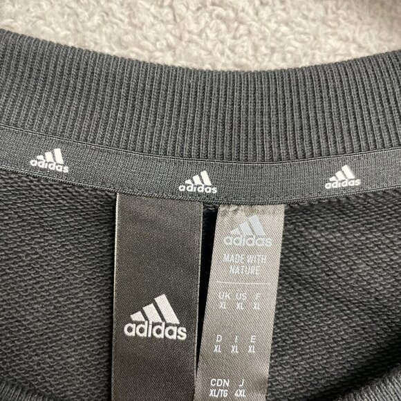 NEW Adidas Men's XL Black White Embroidered Logo Sweatshirt Crewneck - Picture 6 of 11
